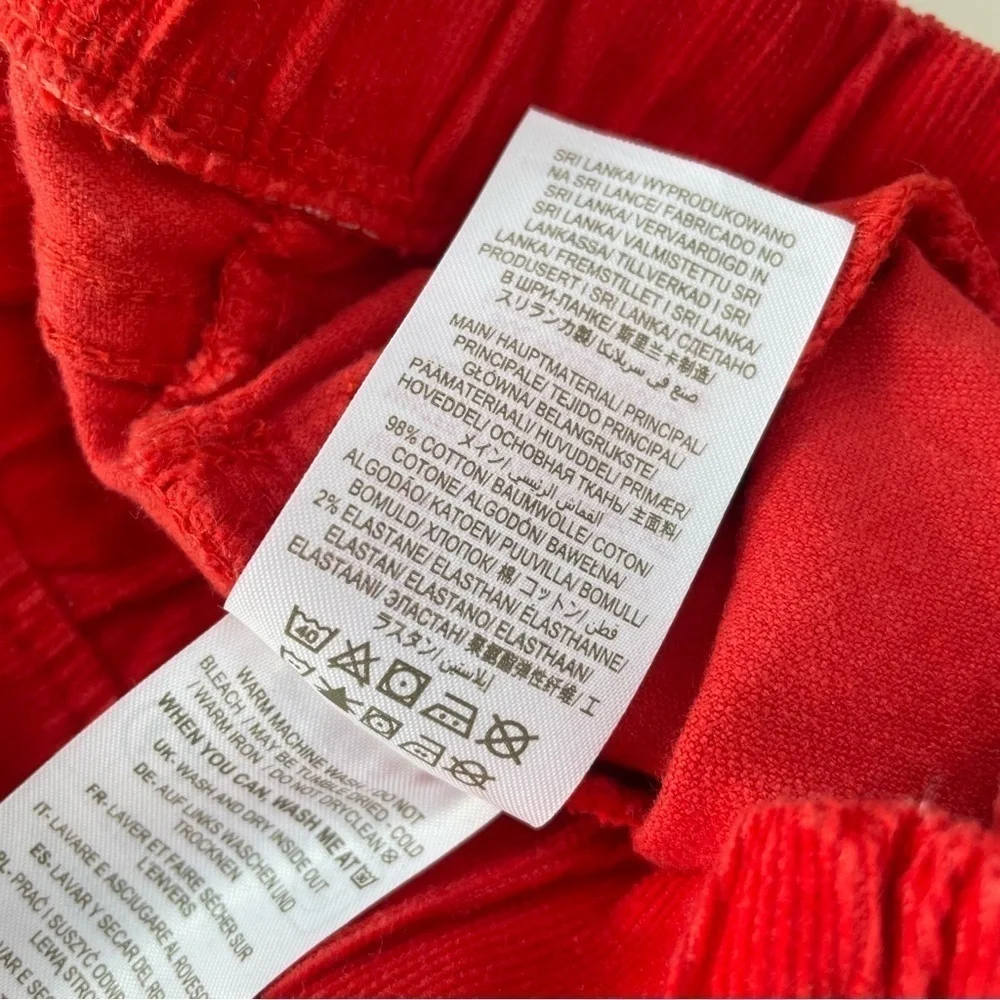 Boden Girl's Bright Red Corduroy Pull on Pants Size 9